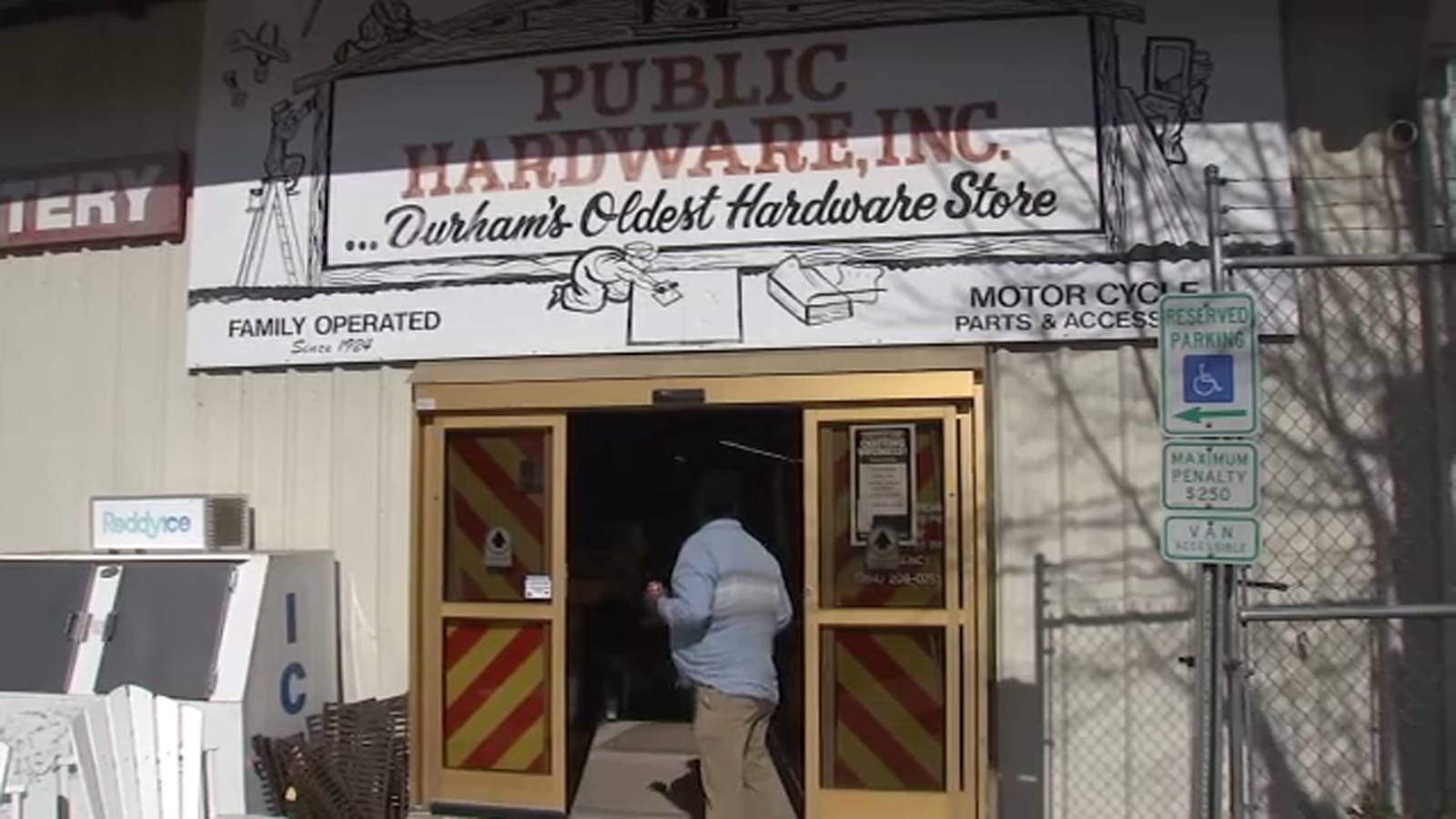 Public Hardware 'Durham has changed' Public Hardware store saying