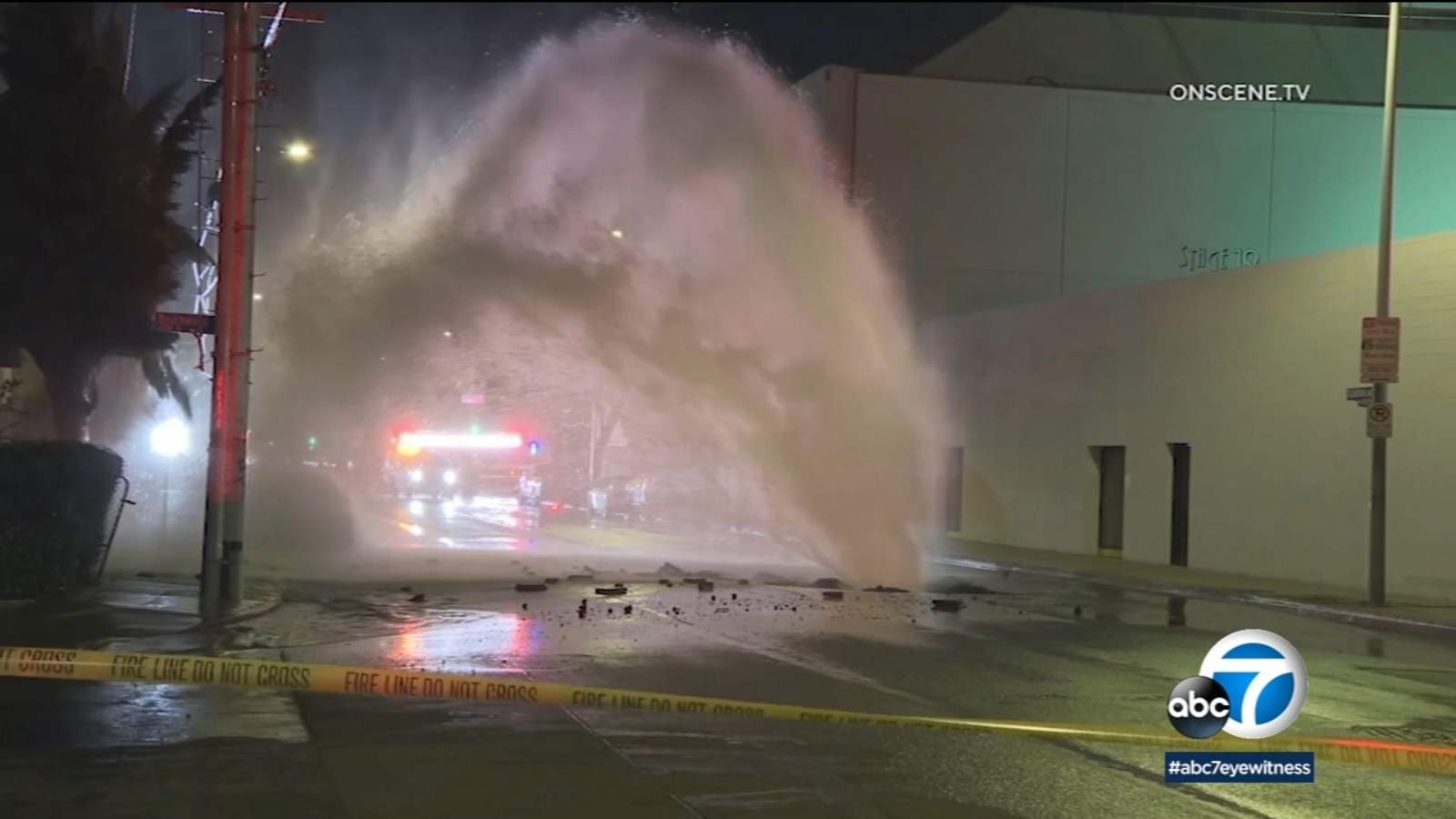 Water main break in Hollywood sends river gushing down streets ABC7