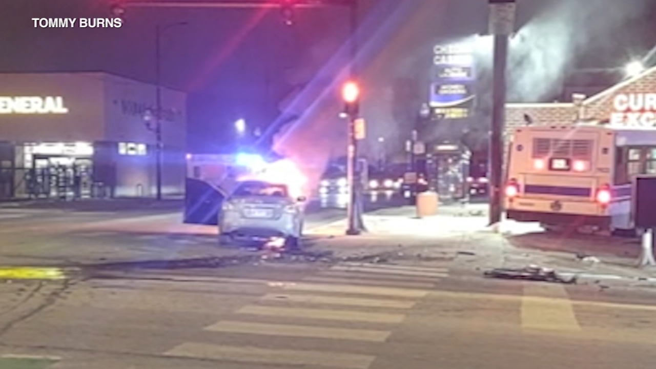 4 injured when CTA bus careens into building after struck by car