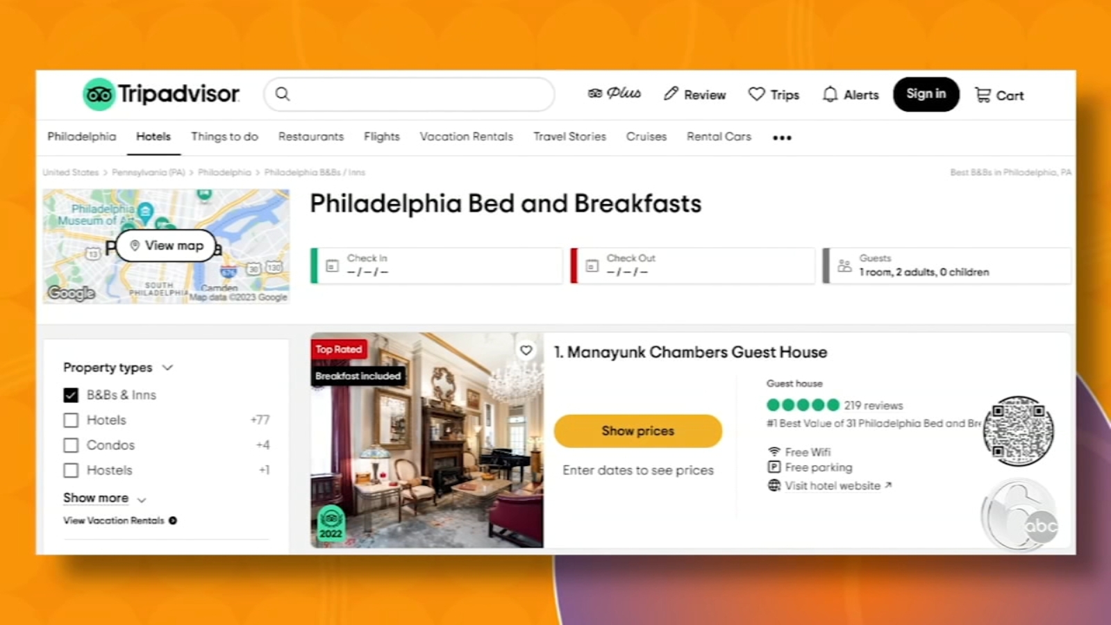 Manayunk Chambers Guest House, named best B & B in Philly 6abc