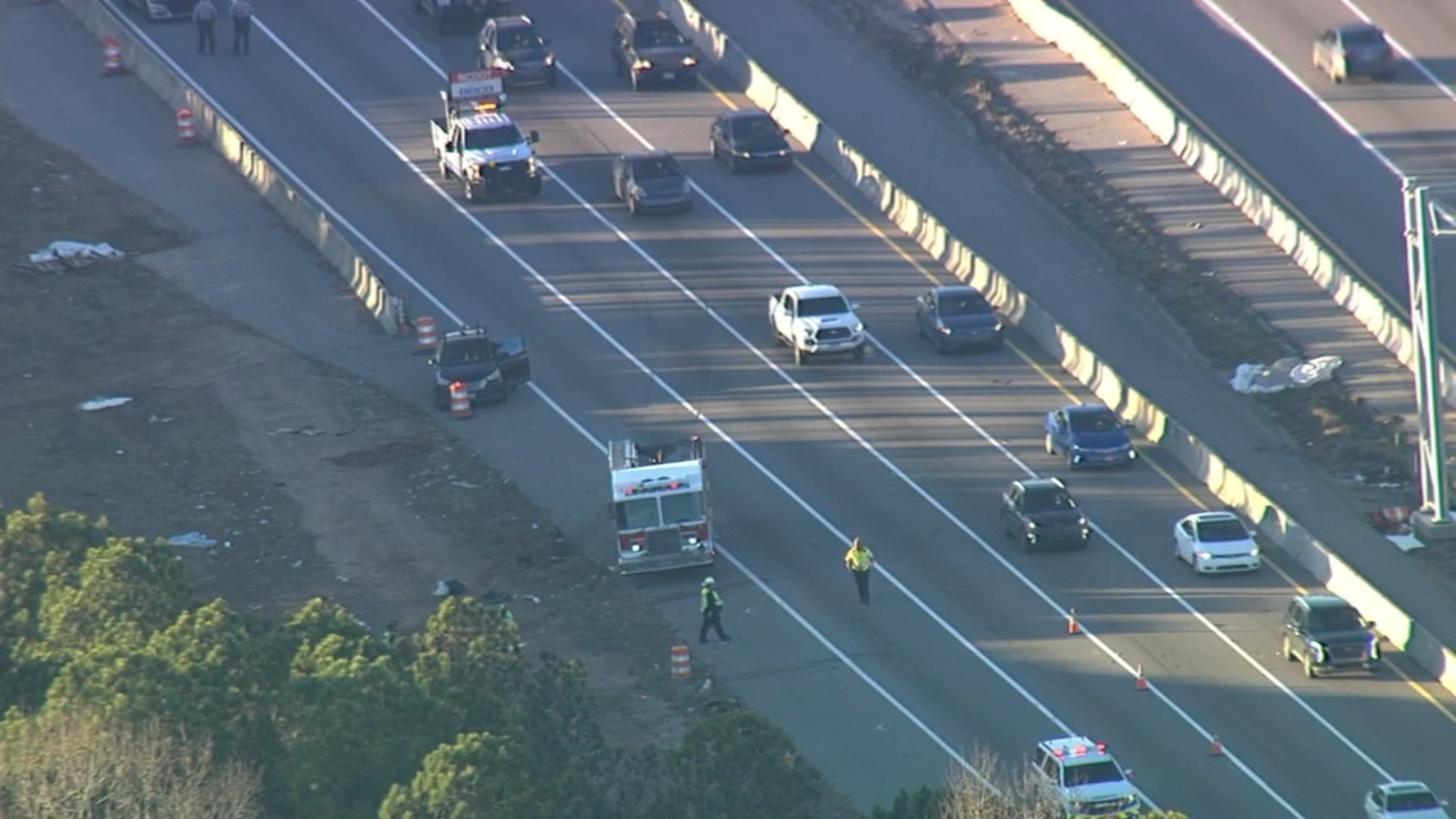 Wreck involving several vehicles closes 2 lanes of I40E near Airport