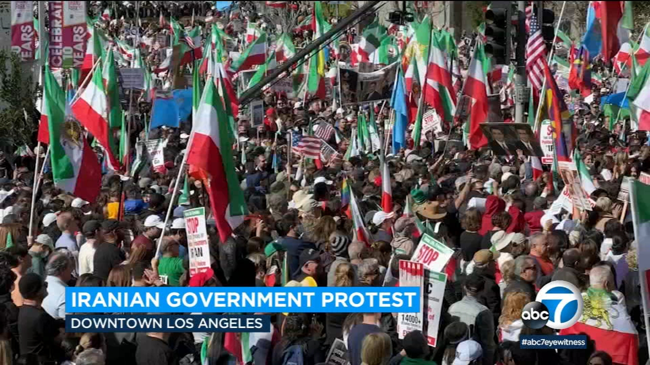 Islamic Revolution anniversary: Thousands protest for freedom in DTLA