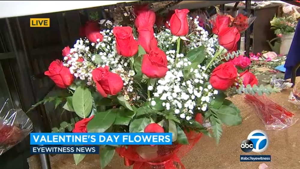 LA's Flower District packed with Valentine's Day shoppers