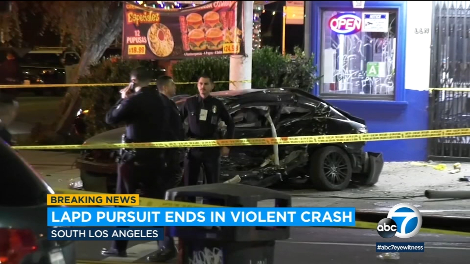 3 injured when pickup fleeing police slams into car in South Los ...