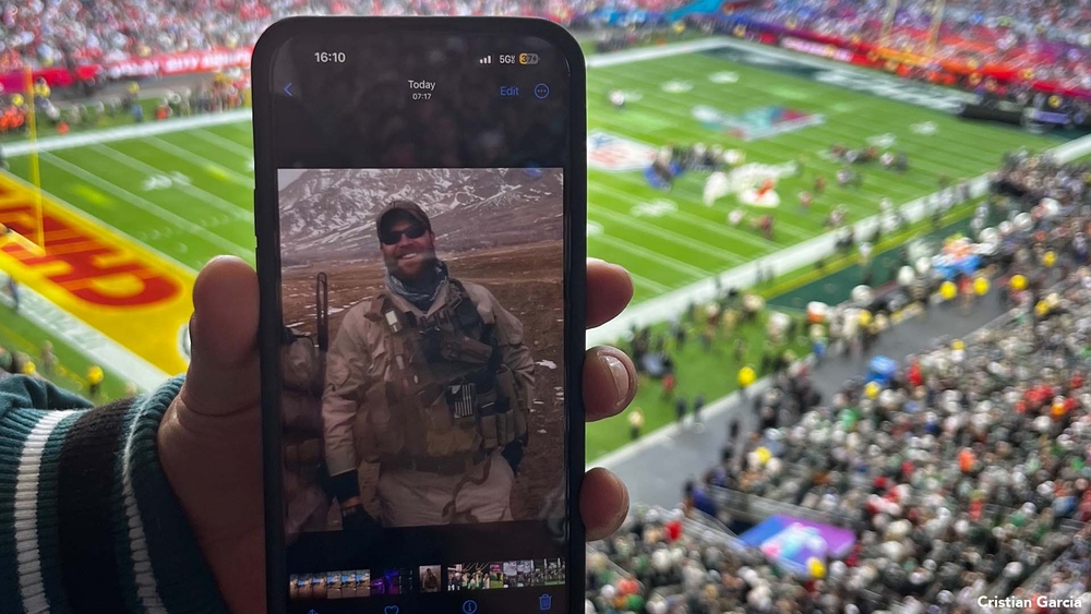 Photo of fallen hero carried by Philly fans to the Super Bowl