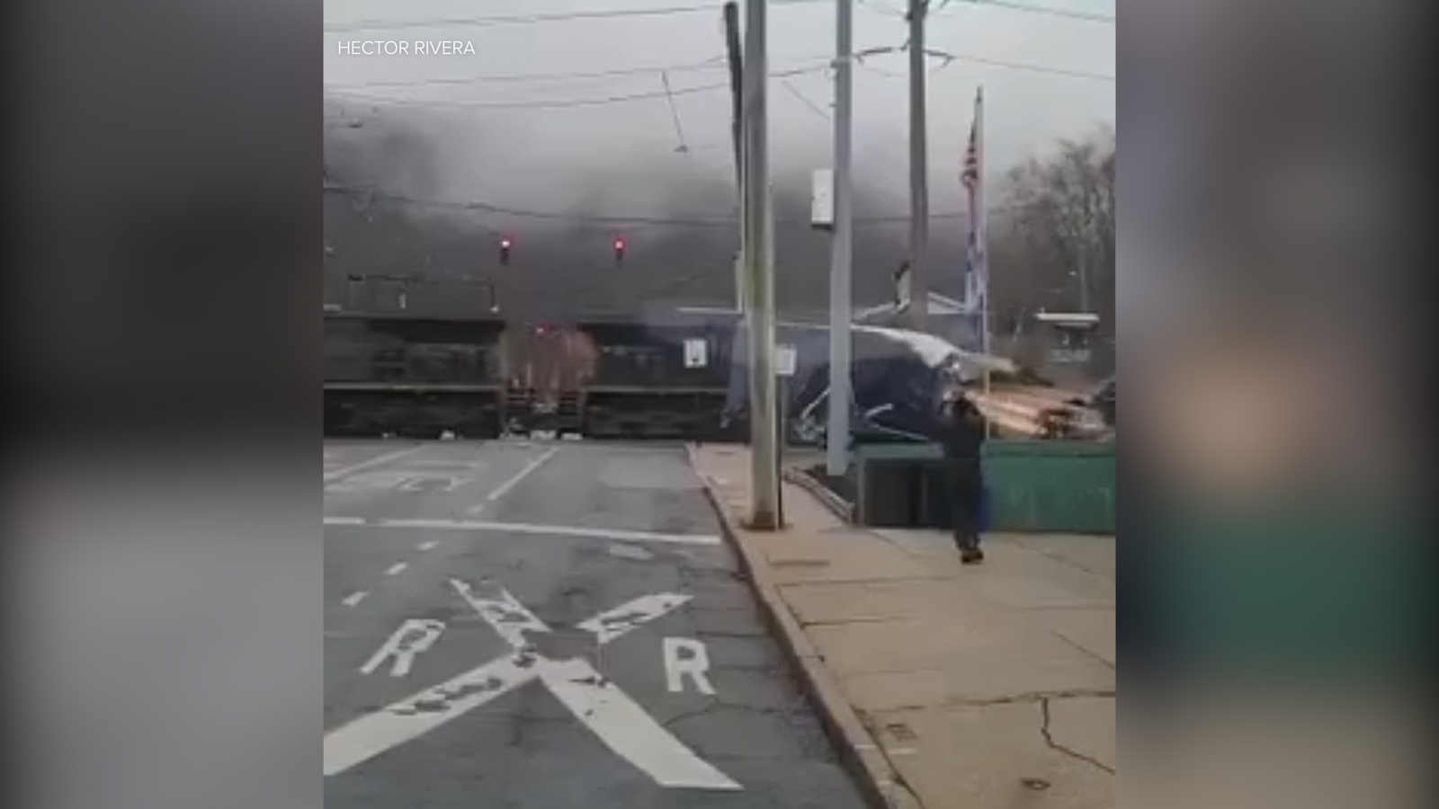 Driver saved moments before train collided with truck stuck on tracks ...