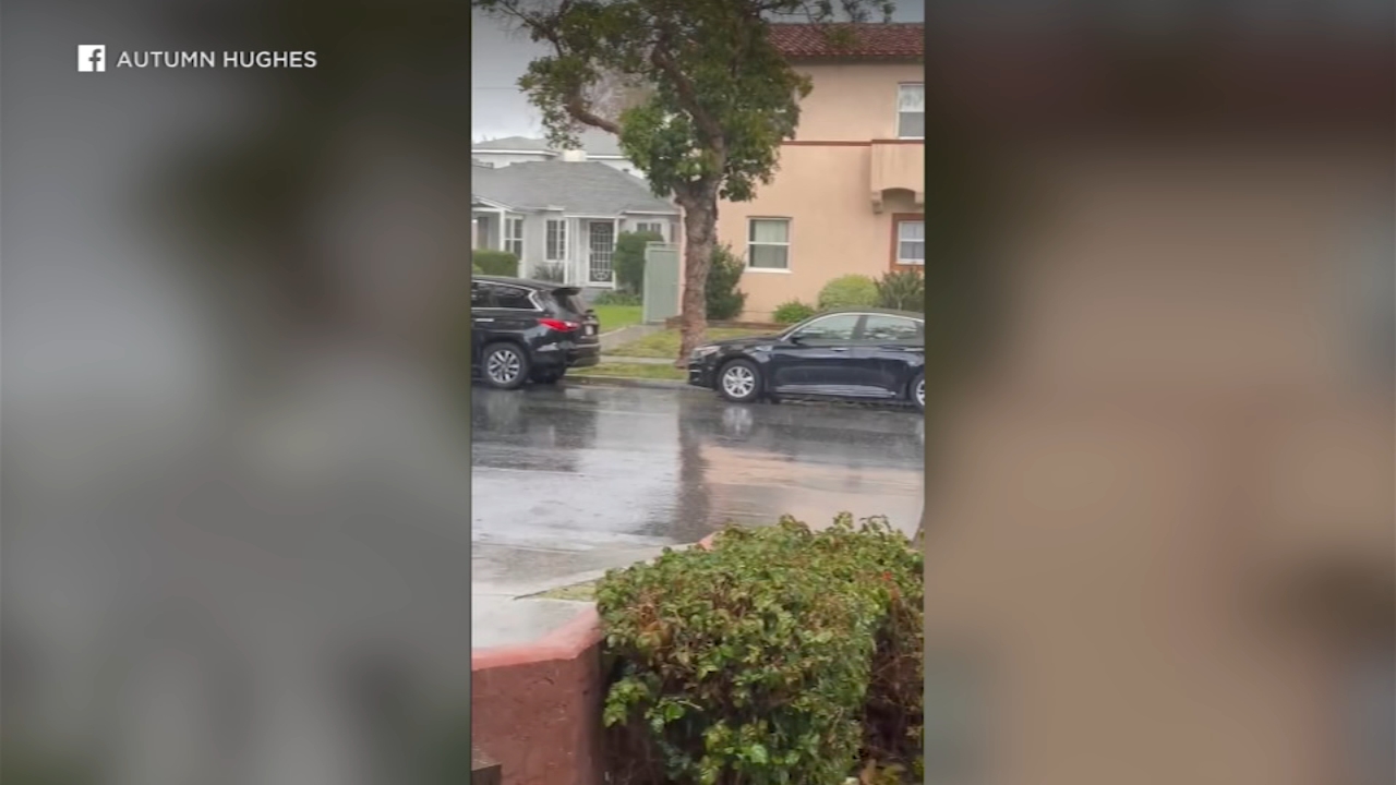 Video captures hail falling in Long Beach neighborhood