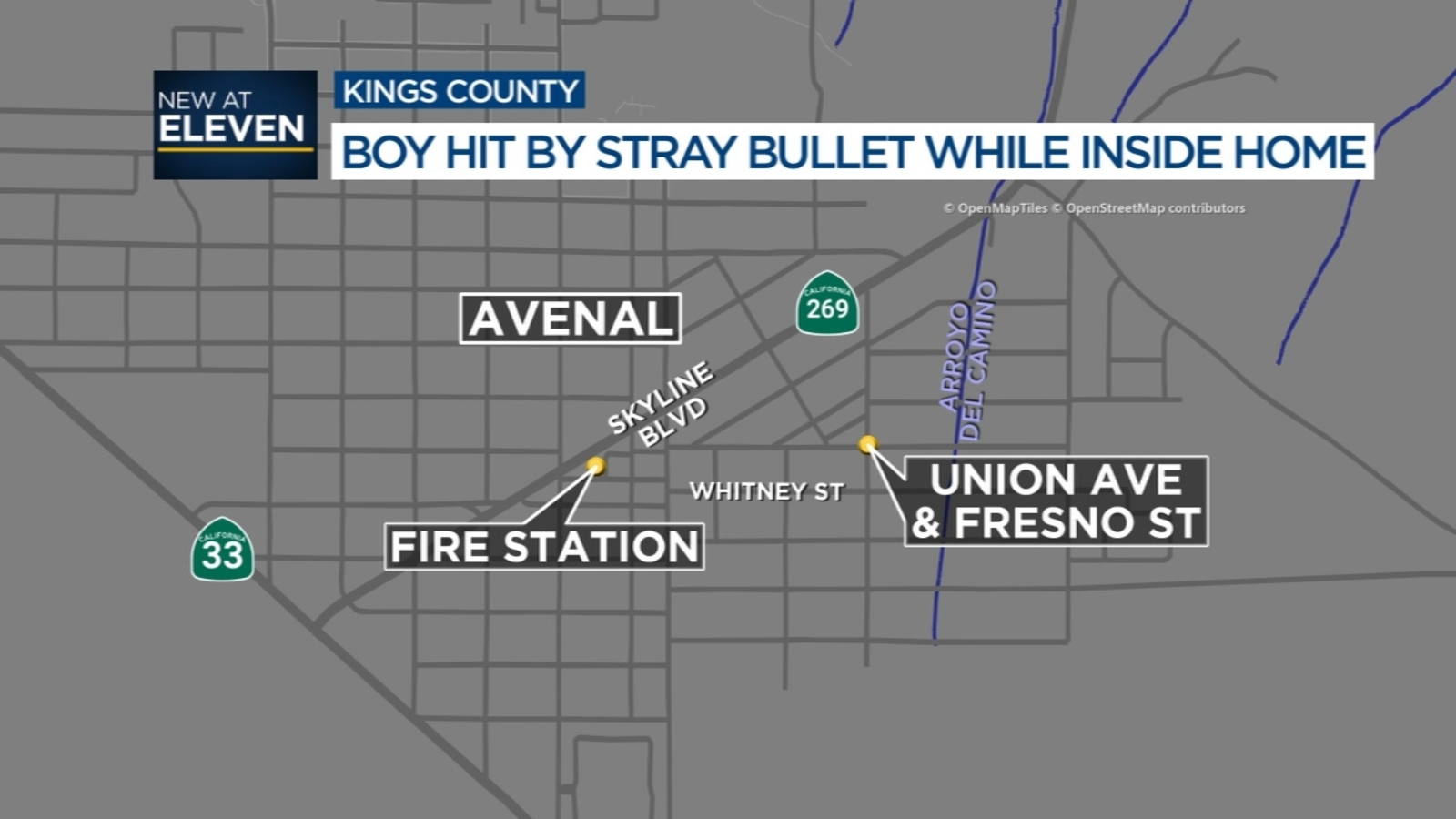 11yearold boy hit by stray bullet while inside Avenal home, police