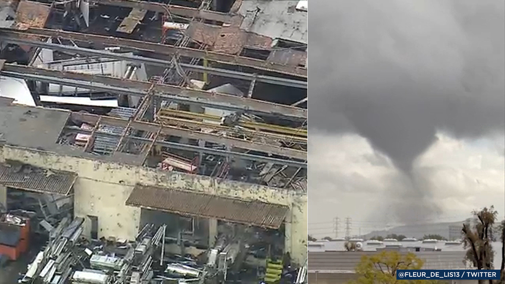 Tornado rips off the roofs of buildings in Montebello