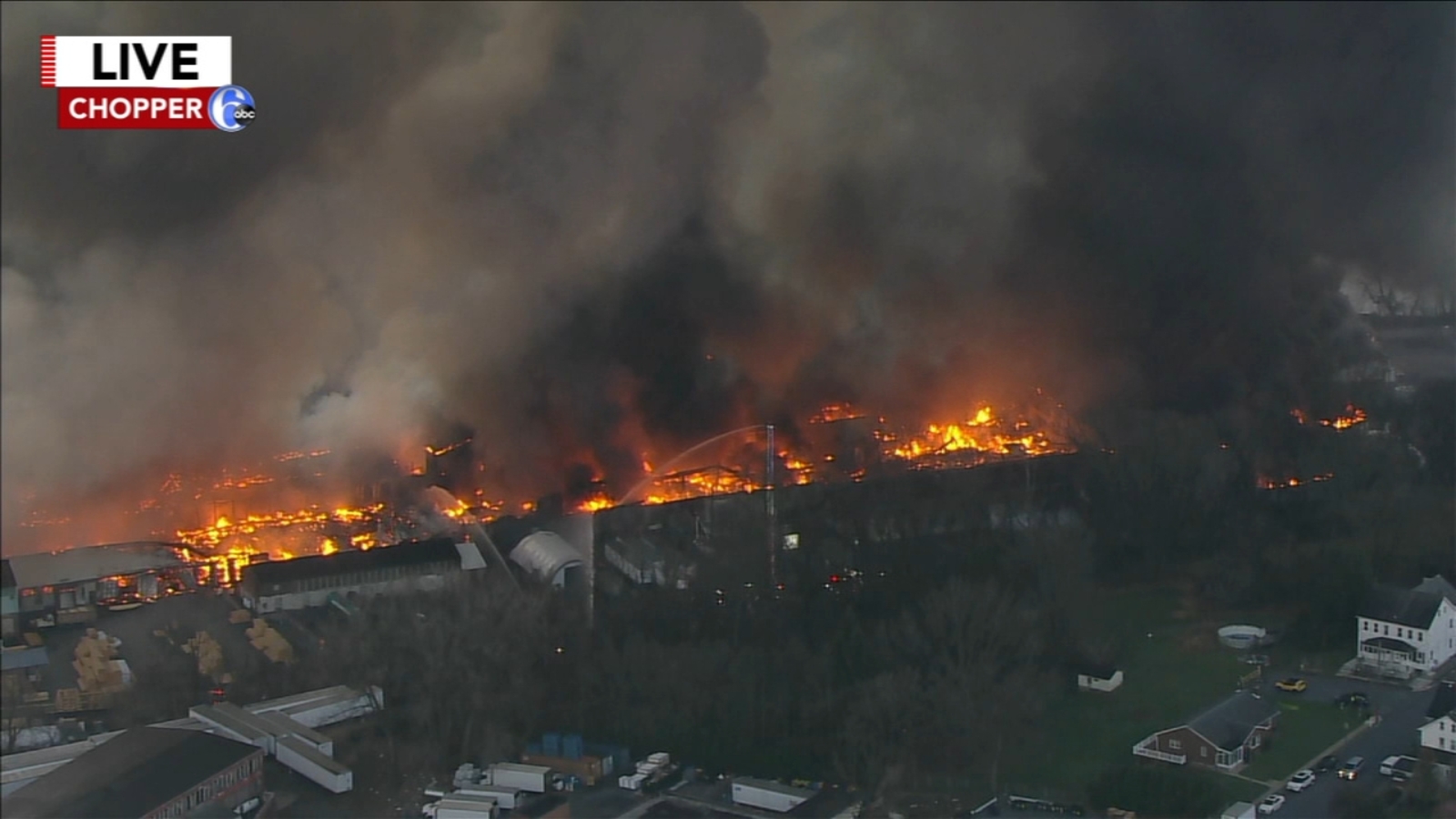 Hazmat crews respond to massive warehouse fire in West Easton Pennsylvania