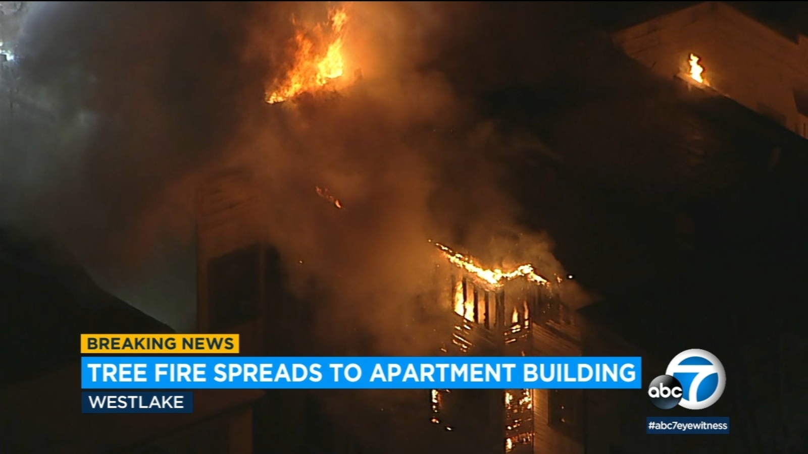 At least 37 people displaced after large tree fire spreads to Westlake area apartment building - Vimarsana News