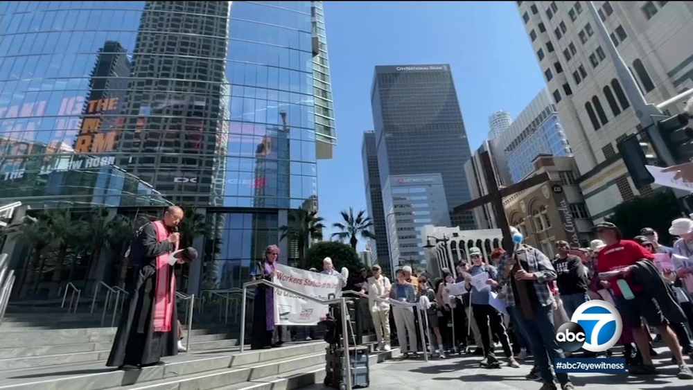 LA hospitality workers demand fair pay during Good Friday event