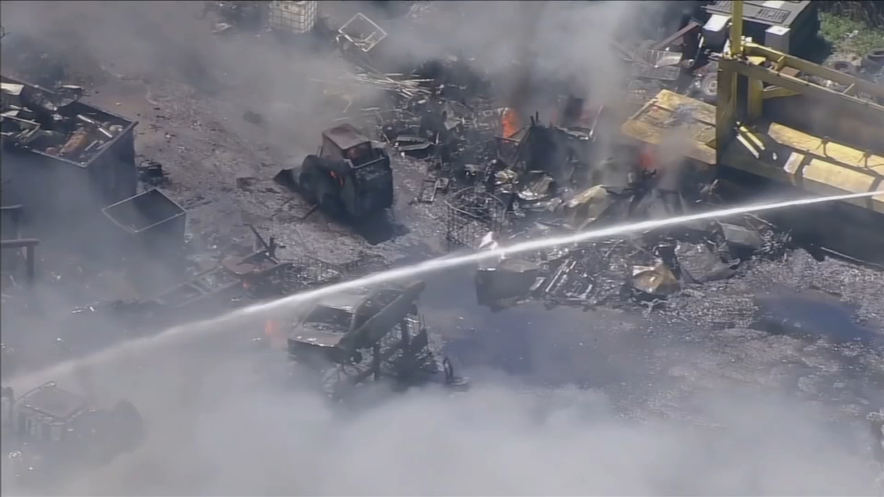 Fire rips through Hunting Park junkyard; 1 person hospitalized