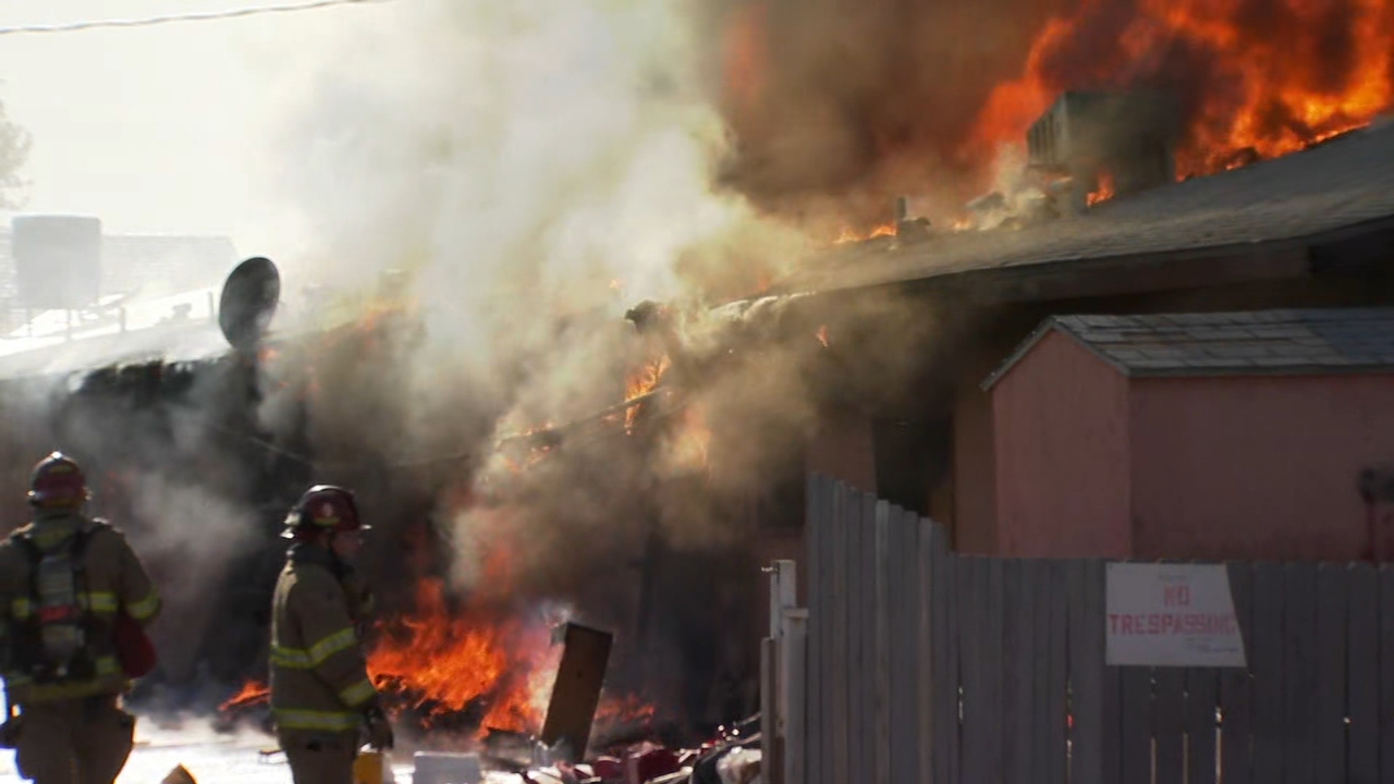 Fresno Fire battling flames at an apartment in Central Fresno