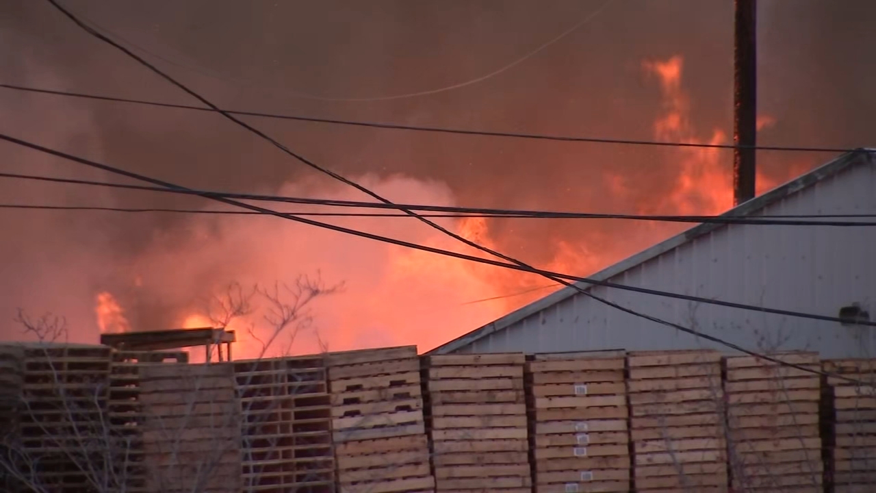 CFD battles large fire in pallet yard