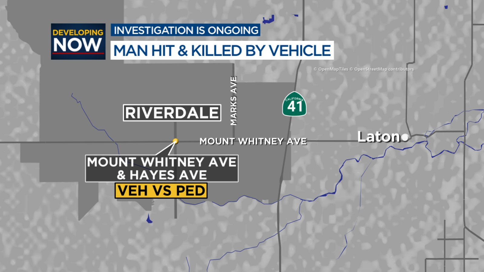 Pedestrian killed after being hit by vehicle in Fresno County - ABC30 ...