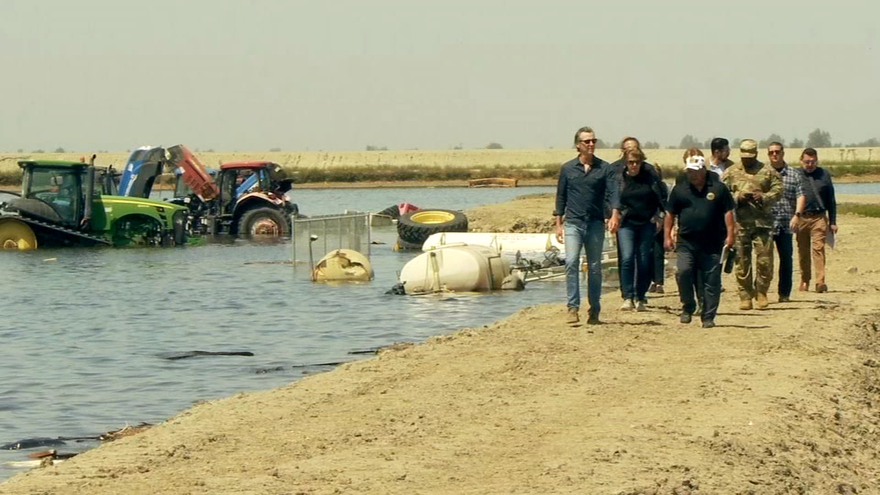 Gov. Gavin Newsom visits Tulare Lake Basin to survey flooding