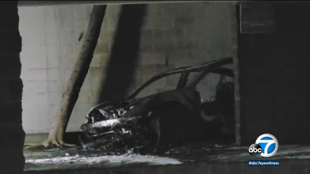 Burned body found near Tesla that caught on fire in Valley Village