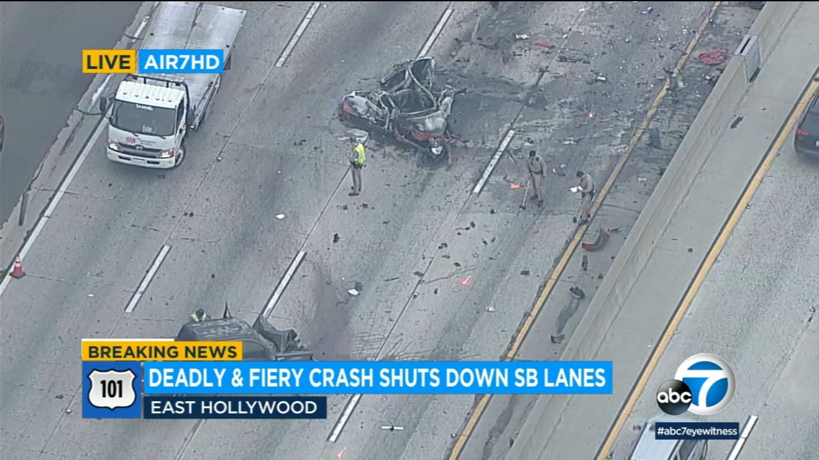 Wrong-way driver killed in fiery crash on southbound 101 Freeway in East Hollywood - Vimarsana News