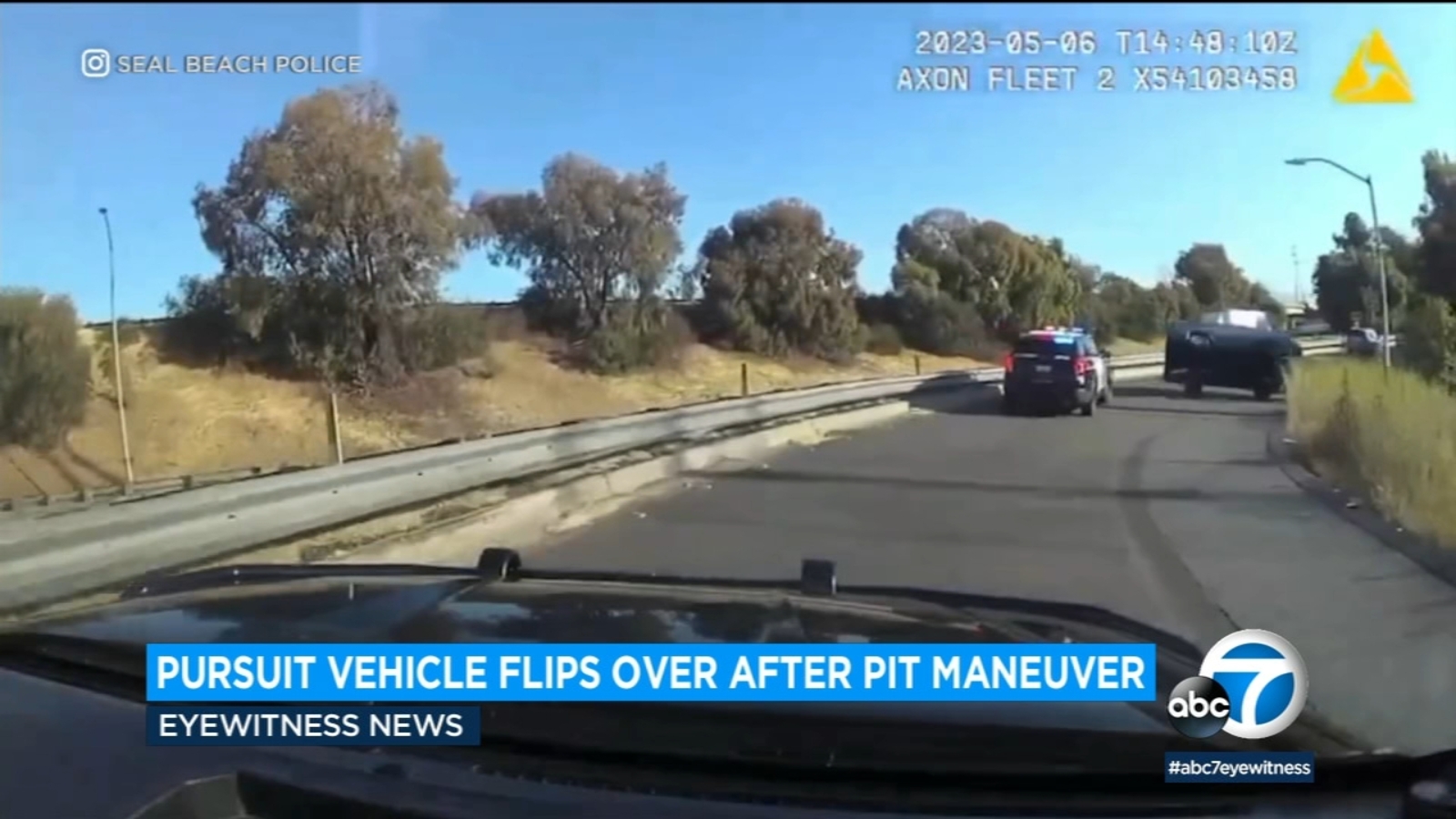 Reportedly stolen vehicle overturns after Seal Beach police perform PIT maneuver during chase: Video - Vimarsana News