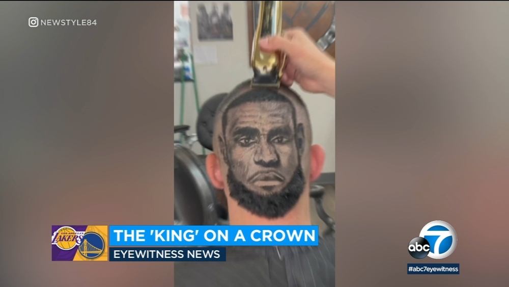 Laker fan gets LeBron James image shaved on head