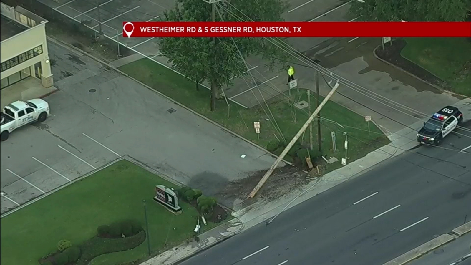 Power lines hanging low over Westheimer after crash Power lines hanging low over Westheimer after crash