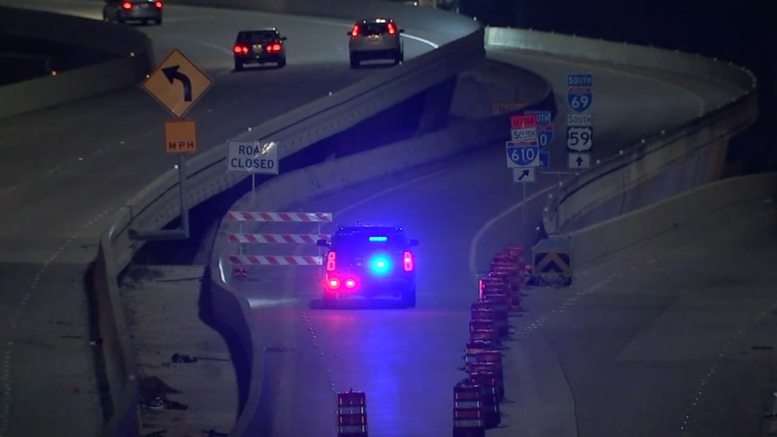 Houston traffic I610 West Loop NB ramp to US59 Southwest Freeway