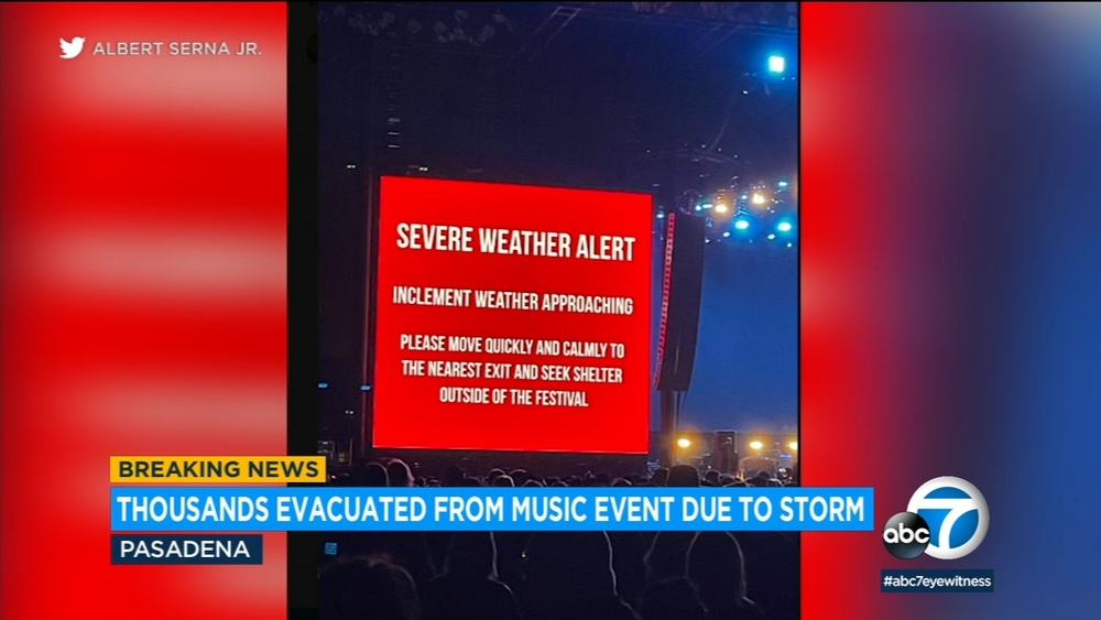 Rose Bowl music festival evacuated due to 'strong thunderstorm'