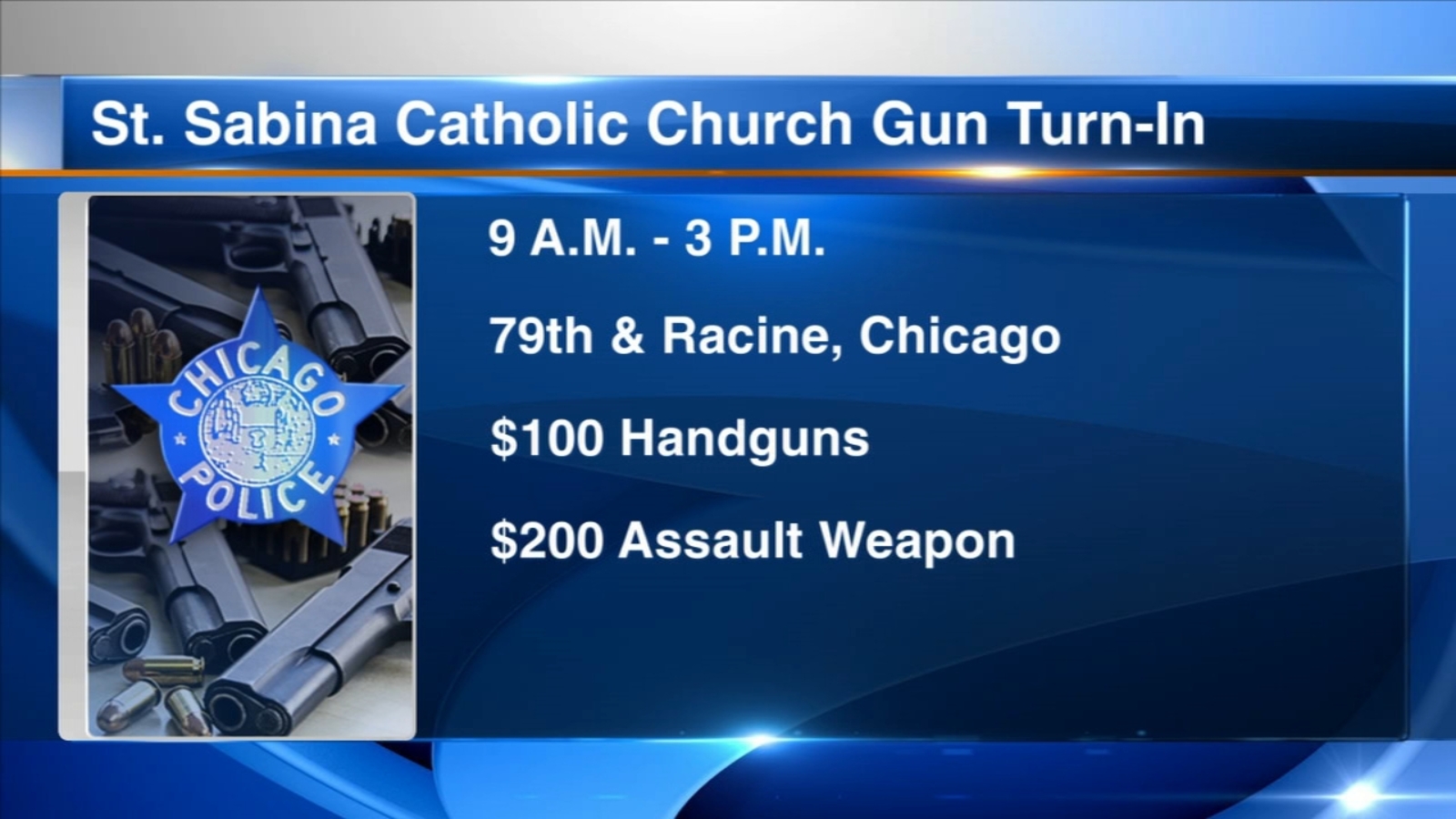 St Sabina hosting gun buyback for Father Michael Pflegers birthday St Sabina hosting gun buyback for Father Michael Pflegers birthday