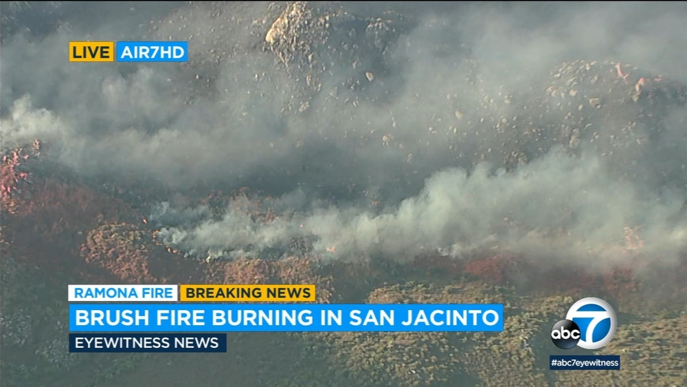 Evacuations ordered as brush fire erupts near San Jacinto