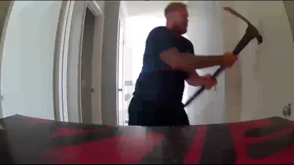 Video shows break down door with pickaxe