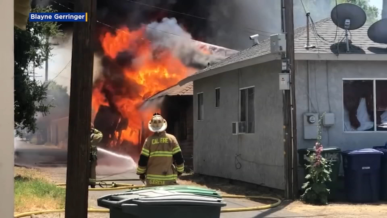 Garage and cars destroyed after fire breaks out in Madera