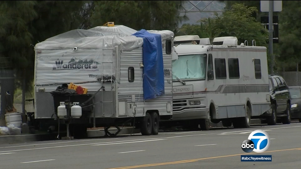 In LA, the homeless pay rent for RVs that offer shelter, little else