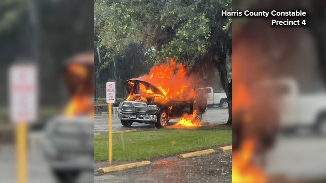 Lightning hits truck, ignites fire at NW Harris Co. park, deputies say