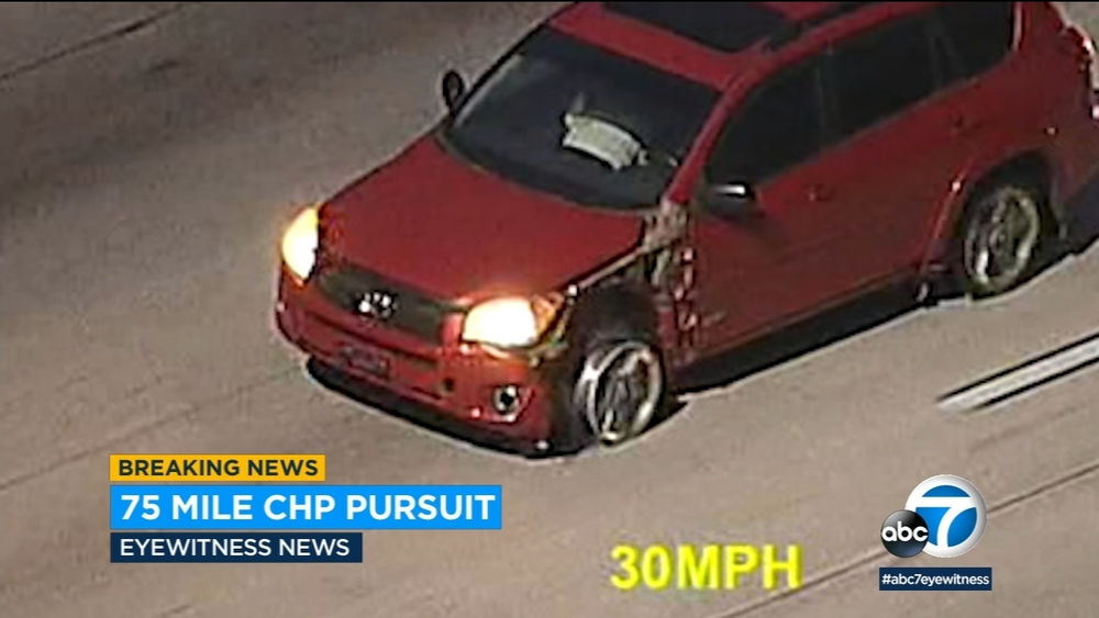 Woman drives on shredded tires during lengthy chase on 5 Freeway