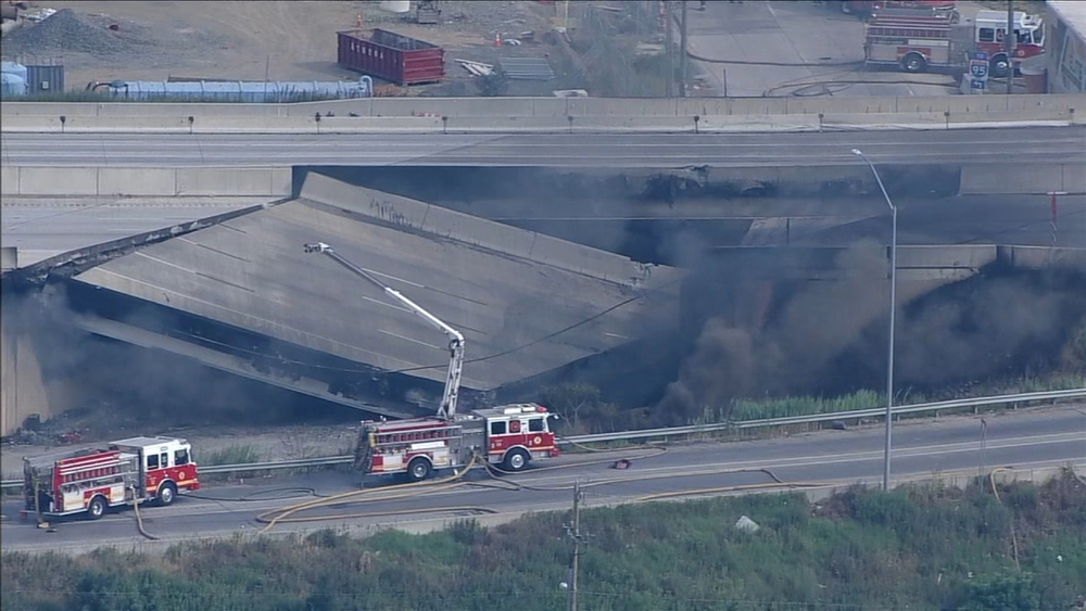 Portion of I-95 collapses in Philadelphia after fire under overpass