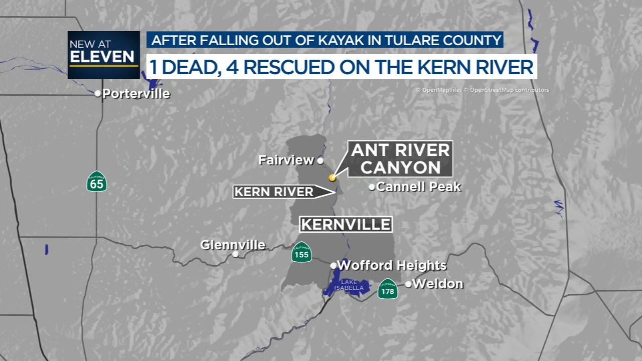 1 dead, 4 rescued after falling out of kayak on Kern River, deputies say