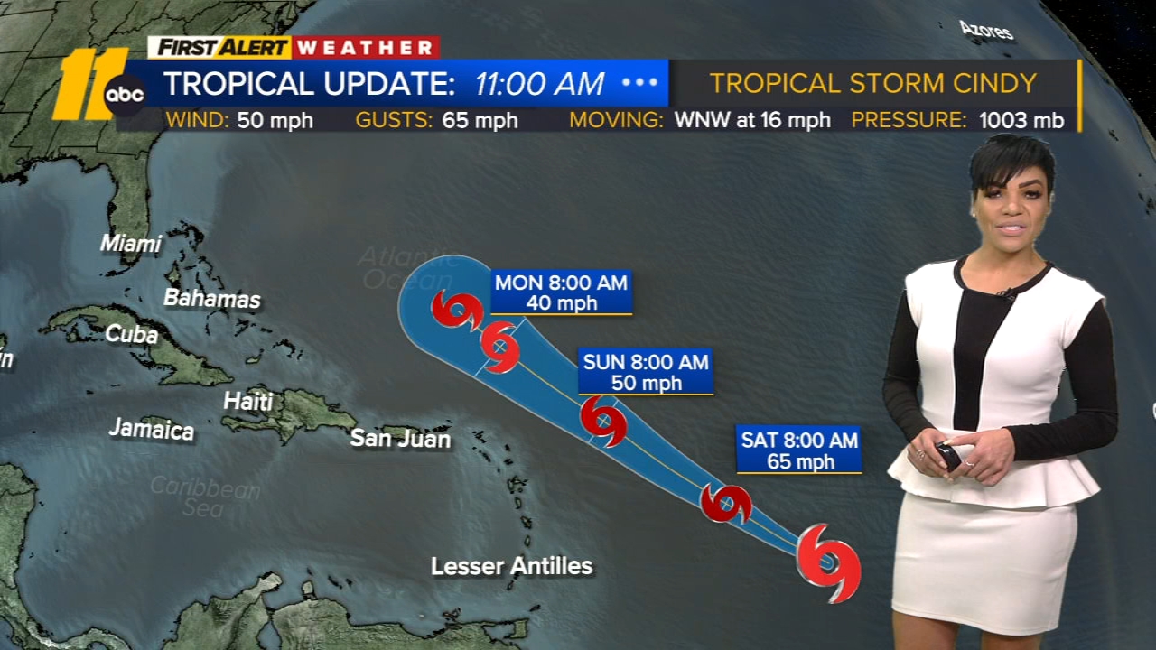 Tropical Storm Cindy tracks path toward East Coast