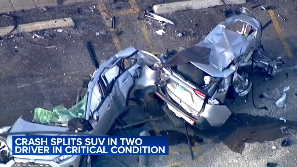 Car splits in half in SW Side crash, critically injuring driver: VIDEO