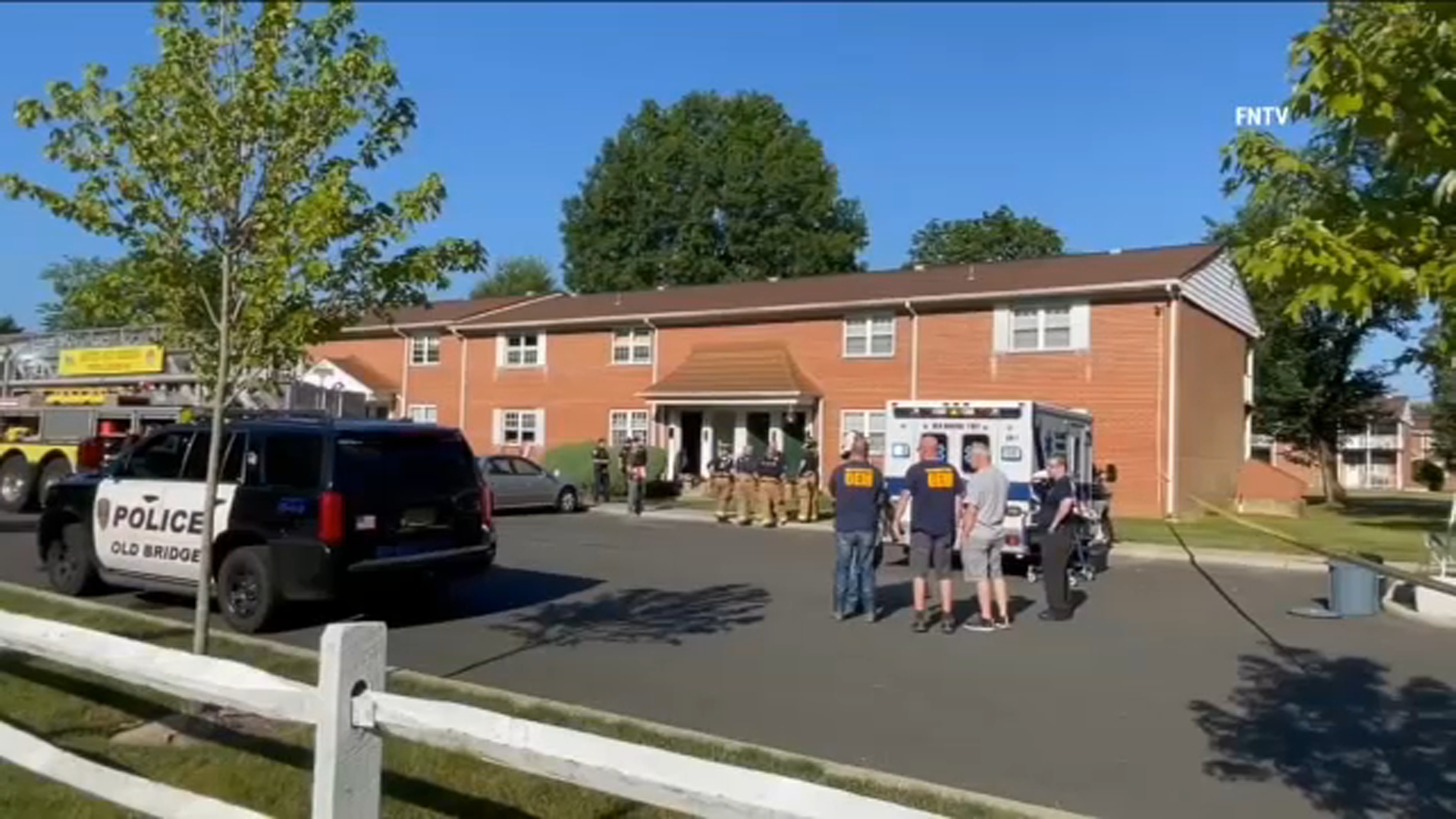 Crews battle fire at Old Bridge apartment complex. 