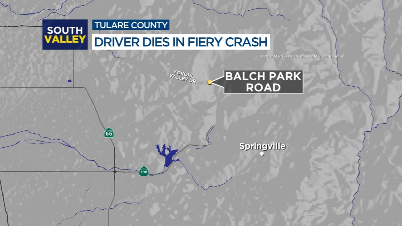 74-year-old killed in fiery single-car crash in Tulare County: CHP
