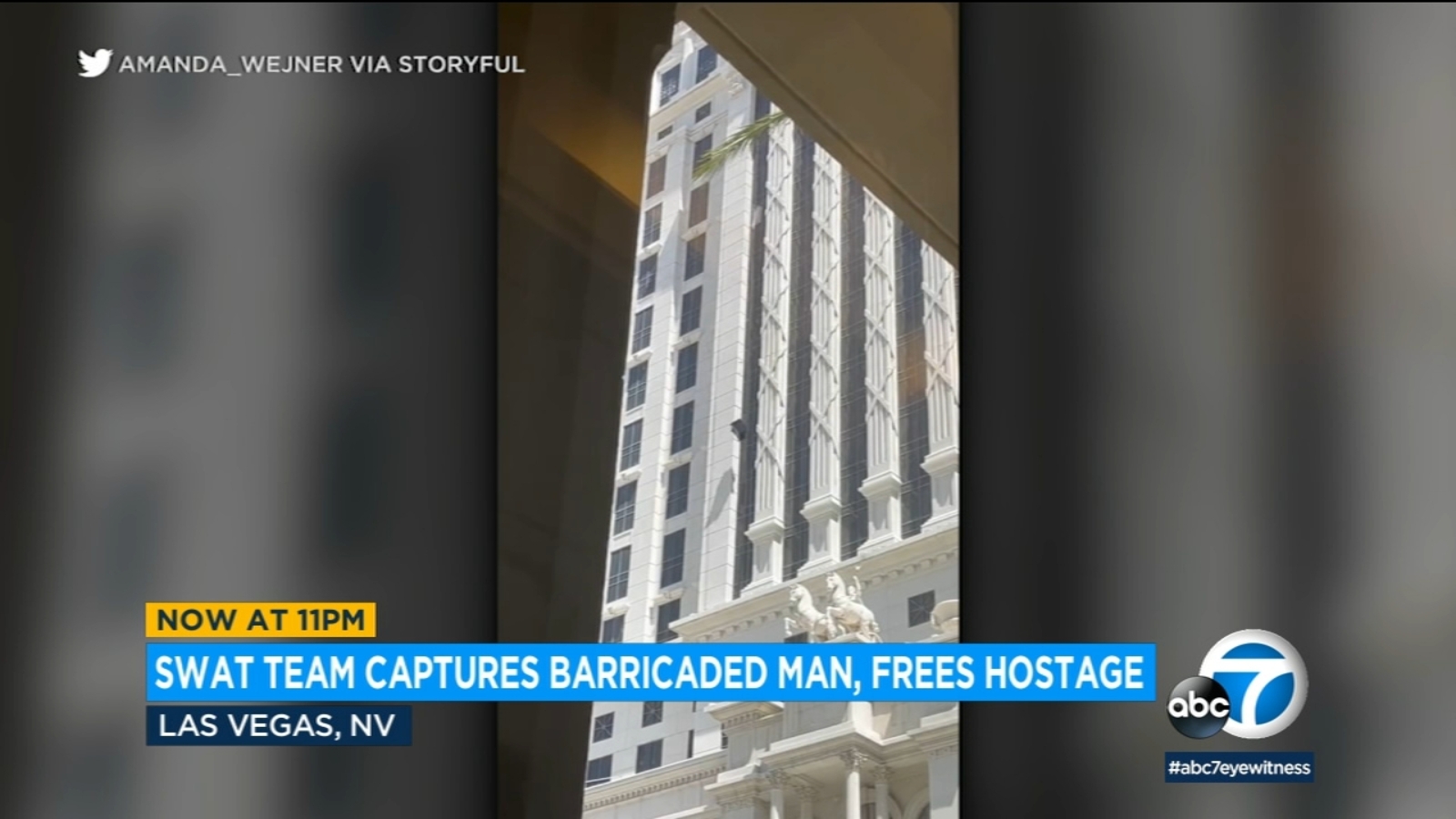 Hostage freed after hourslong standoff at Las Vegas Strip resort room police say