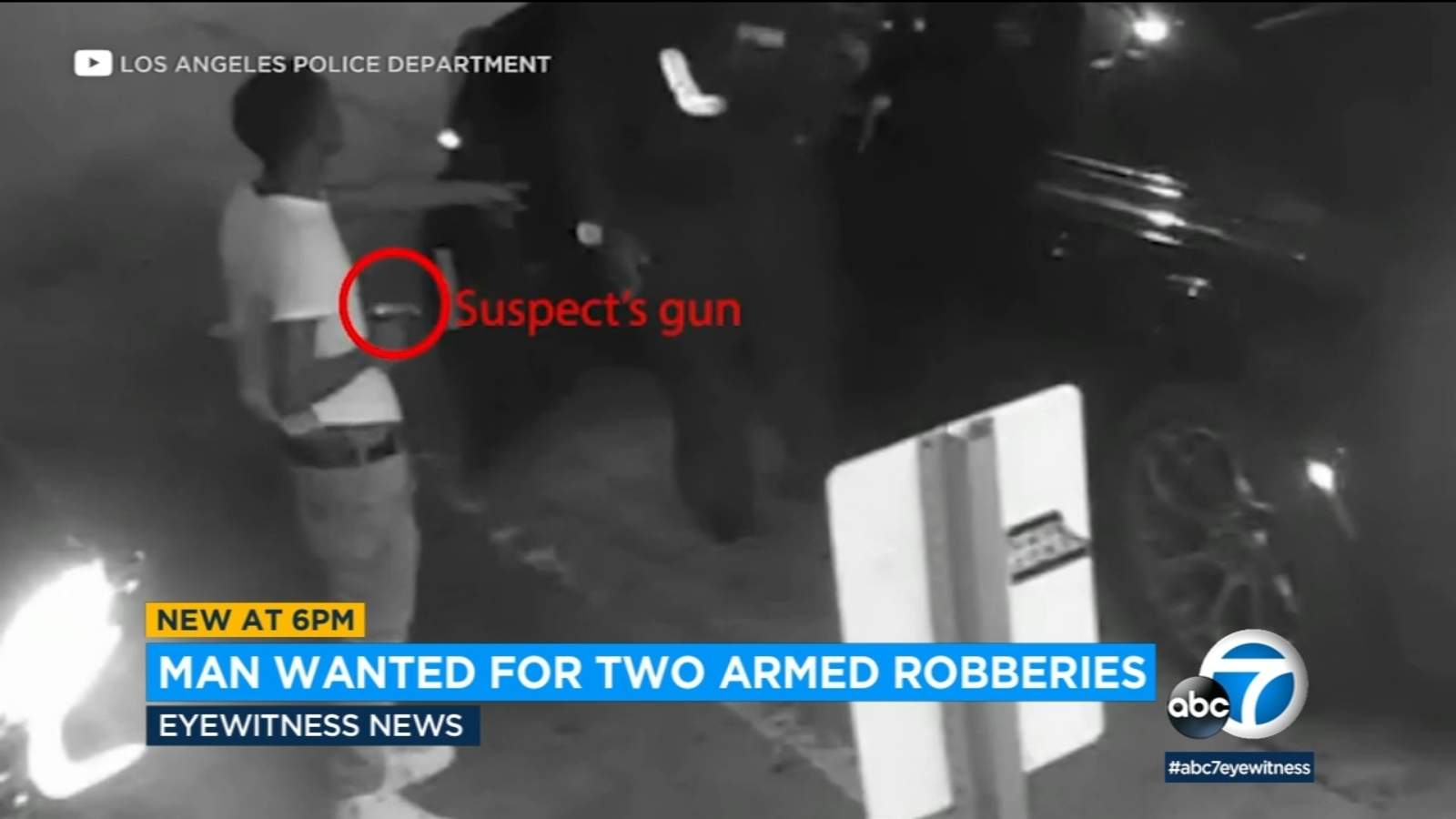 Surveillance video shows suspect sought in 2 armed robberies in ...