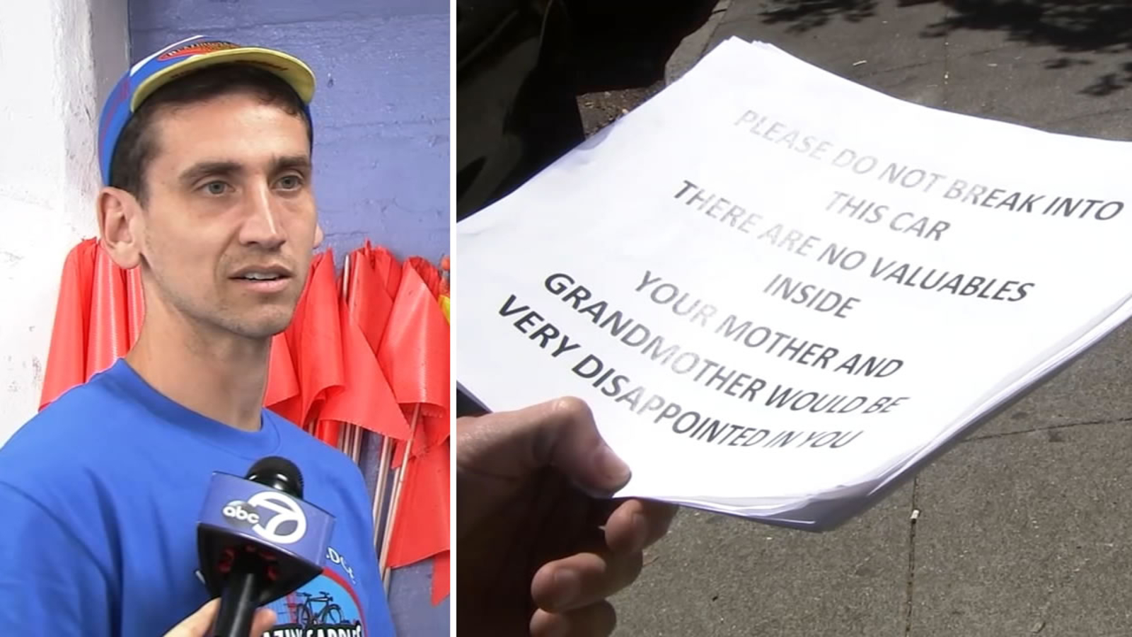 SF business owner hands out do not break into this car signs to protect customers SF business owner hands out do not break into this car signs to protect customers