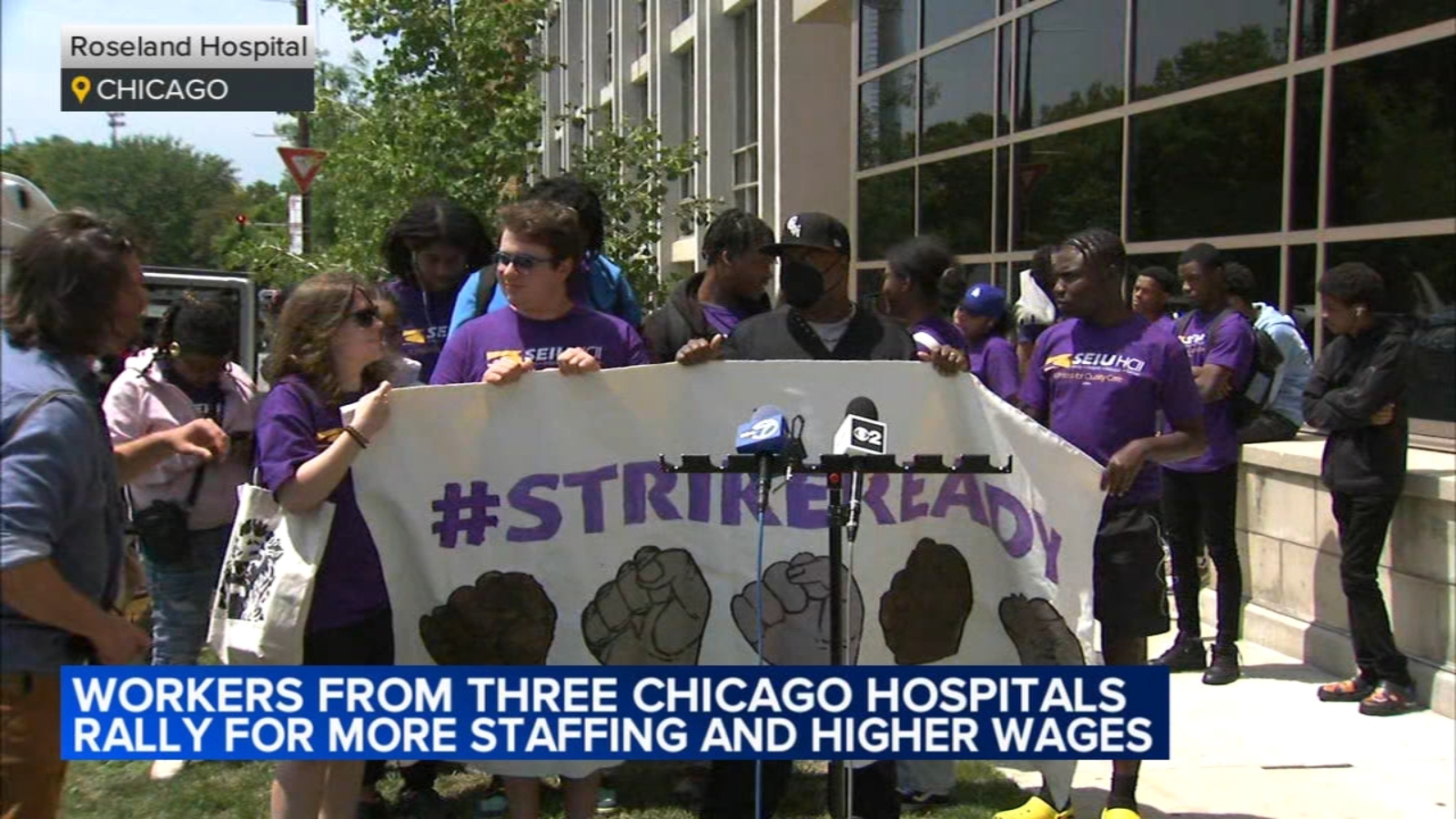 Healthcare workers from Roseland, Saint Bernard, Loretto Hospital rally