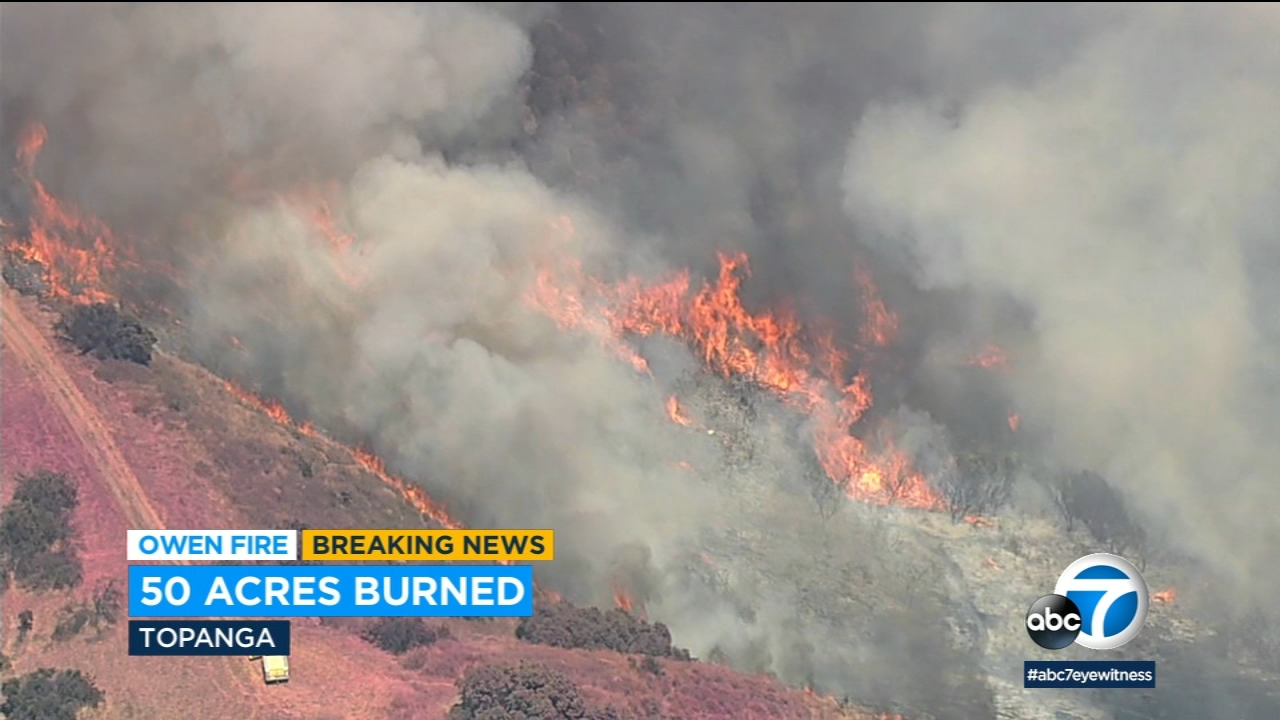 Brush fire erupts in Topanga Canyon area