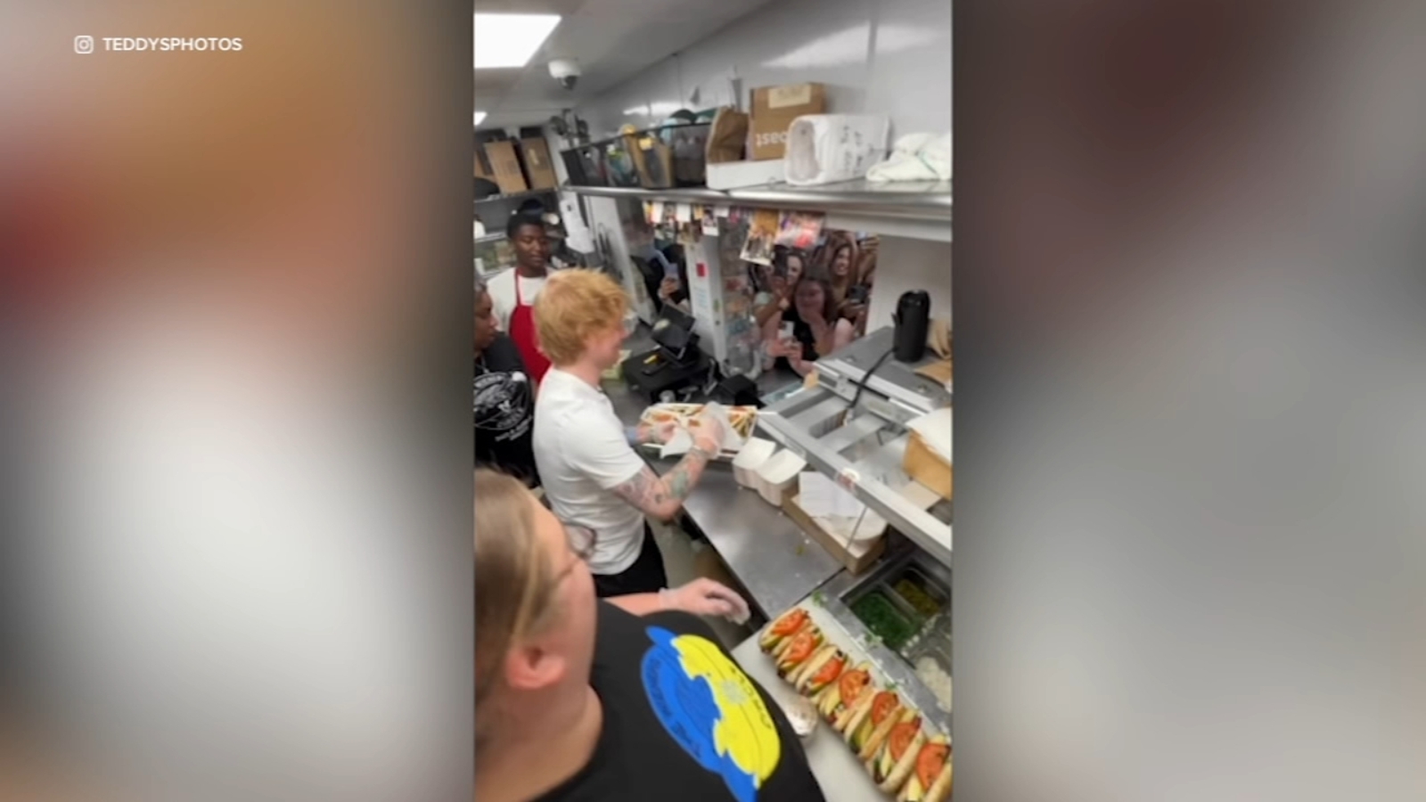 Ed Sheeran serves up hot dogs at The Weiners Circle before Chicago show