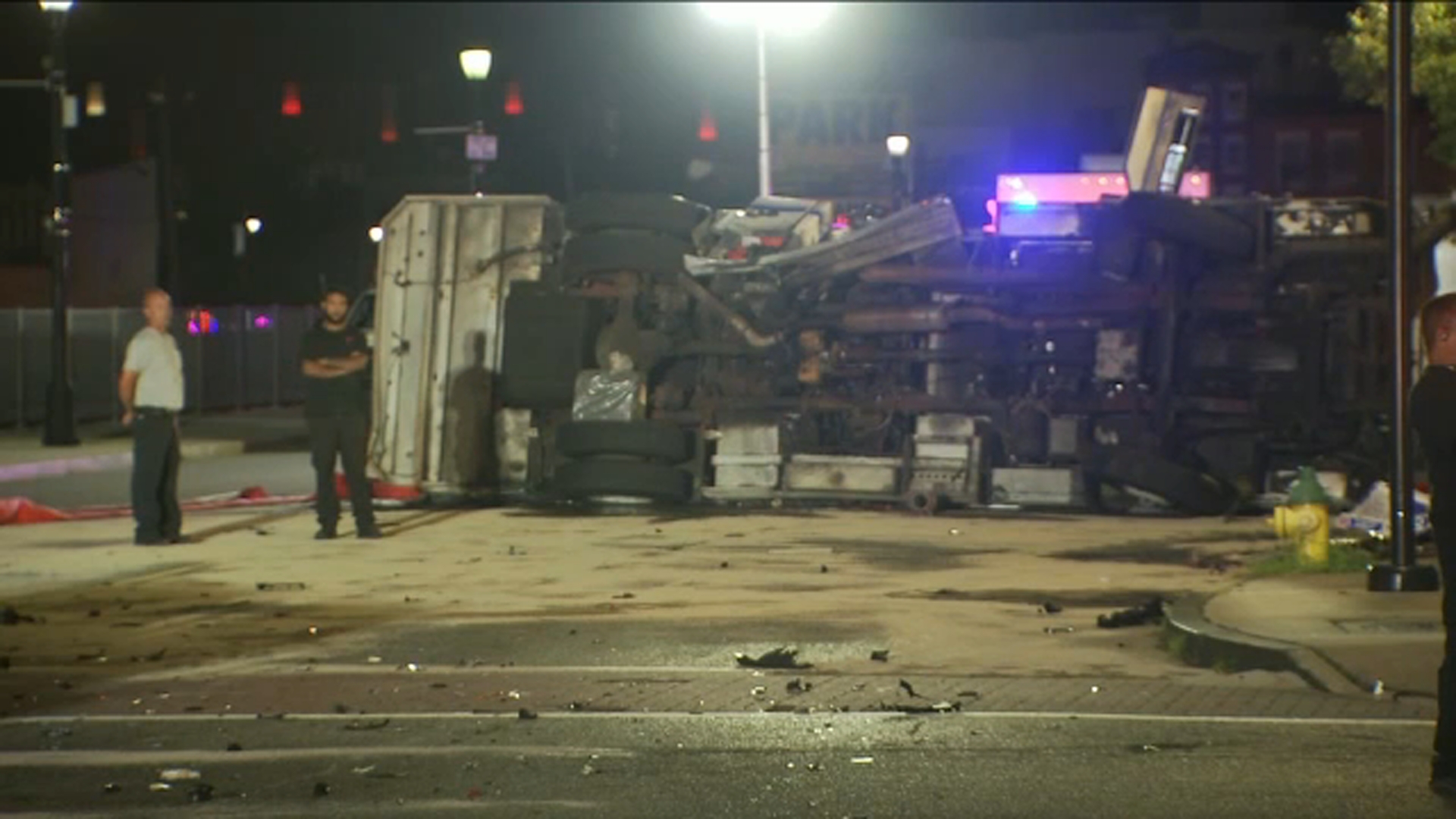 Fire truck crashes with car near Prudential Center in Newark