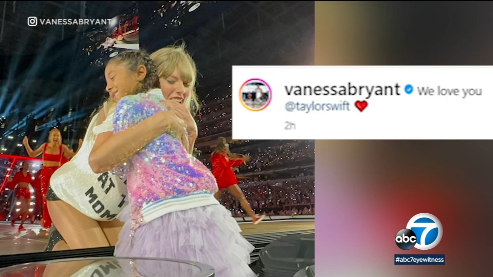 Taylor Swift shares poignant moment with Bianka Bryant daughter of Kobe and Vanessa at SoFi Stadium  KABCTV