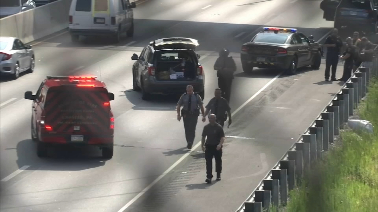 State trooper injured after vehicle strikes police cruiser flees down I95 in Delaware County